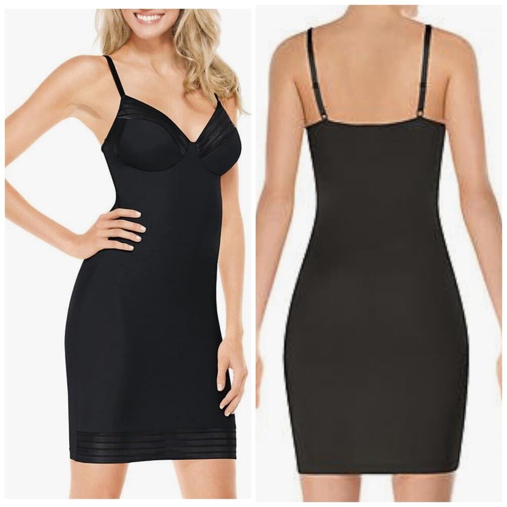 Spanx Assets Red Hot Label Shapewear Padded Slip Dress Black Medium